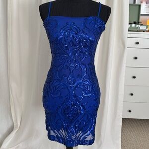 B Darlin Royal Blue Sequin Mini Dress